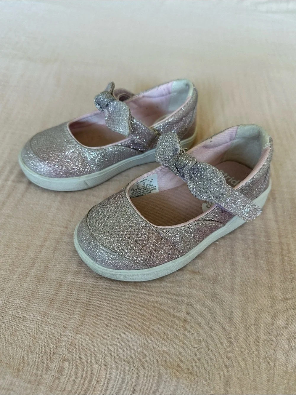 Stride Rite Glitter Bow Mary Jane Shoes - Light Pink